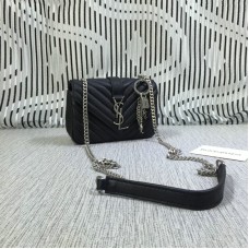 YSL Pequeño Sobre Bolso Cadena Piel De Cabra Negro 18cm