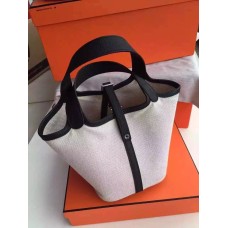 Hermes Picotin Lock Lienzo Negro
