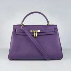 Hermes Kelly 32cm Togo bolso de cuero 6108 oro púrpura