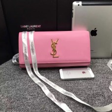 YSL Saint Laurent Clutch 27cm Cuero Liso Rosa