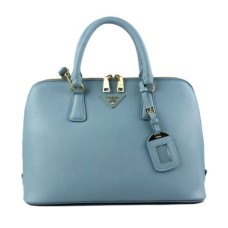 Bolso tote Prada 0812 azul claro con motivo de cruz