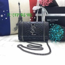YSL Chain Bag 17cm Serpiente Negro Plata