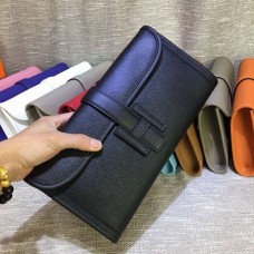 Hermes Epsom Leather Jige Clutch 29cm Negro