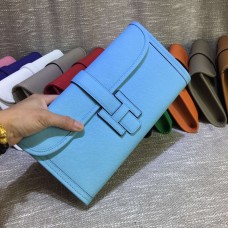 Hermes Epsom Cuero Jige Clutch 29cm Azul Claro