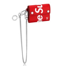 Cartera Louis Vuitton x Supreme Chain Compact M67755 Epi Cuero Rojo