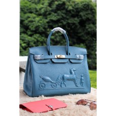 Hermes Birkin Caballo Togo Cuero Azul 35cm