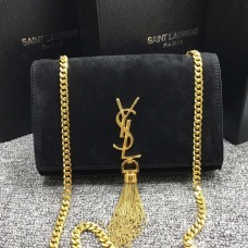 YSL Tassel Chain Bag 22cm Gamuza Negro