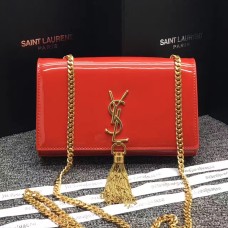 YSL Tassel Chain Bag 22cm Charol Rojo