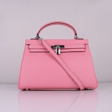 Hermes Kelly 32cm Togo cuero 6108 cereza rosa plata