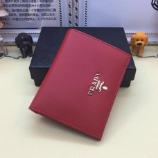 Prada 1M0204 Bifold Small Wallet Saffiano Cuero Rojo