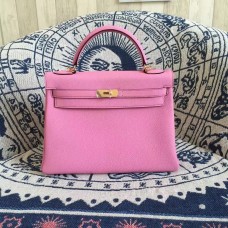 Hermes Kelly 28cm Bolso Togo Cuero Rosa Oro