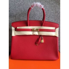 Hermes Birkin 35cm Togo bolsos de cuero rojo dorado