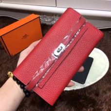 Hermes Kelly Monedero Togo cuero rojo