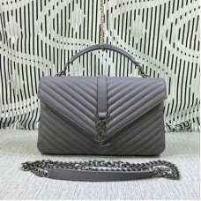 Saint Laurent Bolso grande con cadena y asa en la parte superior Gris 32cm