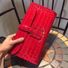 Hermes Jige Clutch 29cm Croco Rojo