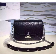 Bolso Prada Arcade Cuero De Serpiente Negro