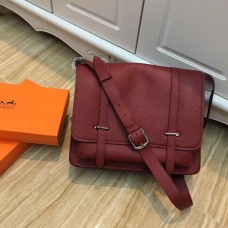 Hermes Steve Hombres Crossbody Bolso De Cuero Borgoña