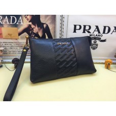 Prada Hombre Cartera de Cuero 3313 Negro