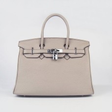 Hermes Birkin 30cm Togo cuero Bolsos gris plata