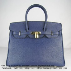 Hermes Birkin 35cm Togo cuero Bolsos azul oscuro dorado