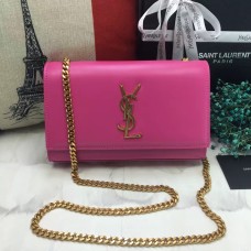 YSL Bolso De Cadena De Cuero Liso 22cm Rosa
