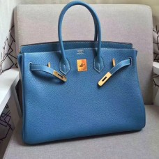 Hermes Birkin 35cm Togo cuero Bolsos oro azul