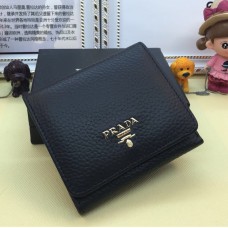 Cartera de cuero Prada Trifold 1M0176 Negro