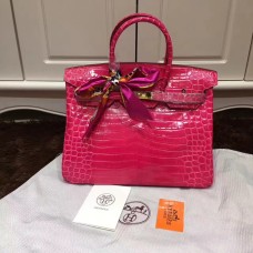 Hermes Birkin 35cm bolso de cuero de cocodrilo de oro rosa