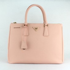 Tote Prada 1786 rosa claro con charol cruzado