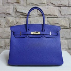 Hermes Birkin 35cm Togo cuero Bolso azul eléctrico oro