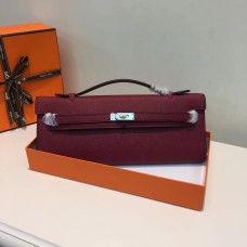 Hermes Kelly Cut 31cm Epsom Leather Clutch Borgoña