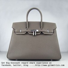 Hermes Birkin 35cm vena de piel de ganado Bolsos de plata de color caqui oscuro