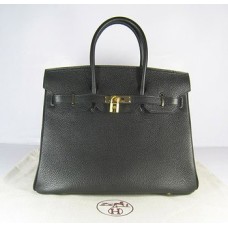Hermes Birkin 35cm Togo cuero Bolsos negro dorado