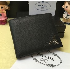 Prada Hombre Cartera de Cuero 0336 Negro