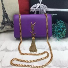 YSL Tassel Chain Bag 22cm Cuero Liso Oro Morado