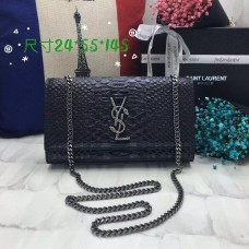 YSL Monogram Chain Bag 24cm Serpiente Negro