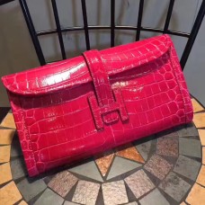 Hermes Jige Clutch 29cm Croco Rosa Fuerte