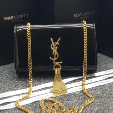YSL Tassel Chain Bag 22cm Charol Negro