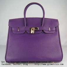 Hermes Birkin 35cm Togo cuero Bolsos púrpura dorado