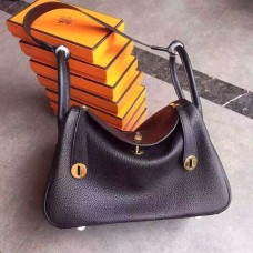 Hermes Lindy 30cm Bolso Negro Oro