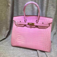 Hermes Birkin 35cm bolso de cuero de cocodrilo de oro rosa
