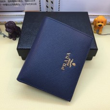 Prada 1M0204 Cartera Bifold Pequeña Piel Saffiano Azul Marino