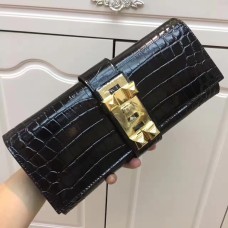 Hermes Medor Clutch 29cm Croco Negro