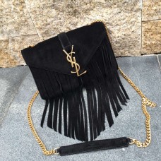 YSL Suede Leather Tassel 22cm Bolso Negro