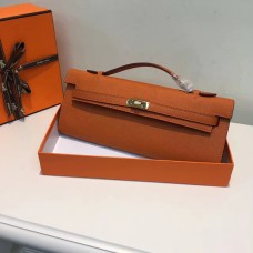 Hermes Kelly Cut 31cm Epsom Leather Clutch Naranja