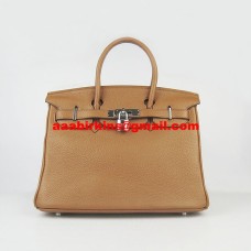 Hermes Birkin 30cm Togo Bolsos de cuero Café claro Plata