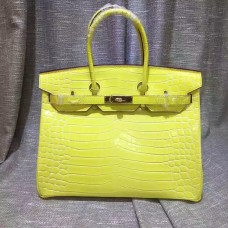 Hermes Birkin 35cm bolso de cuero de cocodrilo oro amarillo