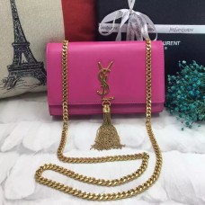 YSL Tassel Chain Bag 22cm Cuero Liso Oro Rosa