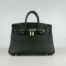 Hermes Birkin 25cm Bolso 6068 negro dorado