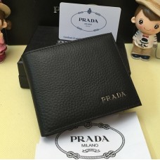 Prada Hombre Cartera de Cuero 0334 Negro